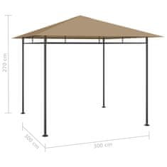 Petromila vidaXL Altánok 3x3x2,7 m sivohnedý 180 g/m²