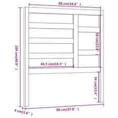 Vidaxl Čelo postele sivé 96x4x100 cm masívna borovica