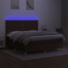 shumee Posteľ boxsping s matracom a LED tmavohnedá 160x200 cm látka