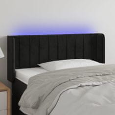 Vidaxl Čelo postele s LED čierne 93x16x78/88 cm zamat