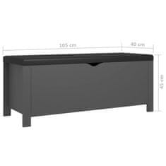 Vidaxl Úložný box+podložka, sivý 105x40x45 cm, kompozitné drevo