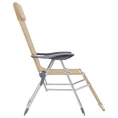 Petromila vidaXL Skladacie kempingové stoličky s podnožkami 2ks krémové textilén