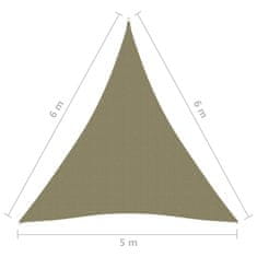 Vidaxl Tieniaca plachta oxfordská látka trojuholníková 5x6x6 m béžová