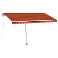 Petromila vidaXL Automatická markíza,LED a senzor vetra 450x350cm,oranžová/hnedá