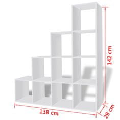 Petromila vidaXL Regál na knihy/policový regál v tvare schodov 142 cm, biely