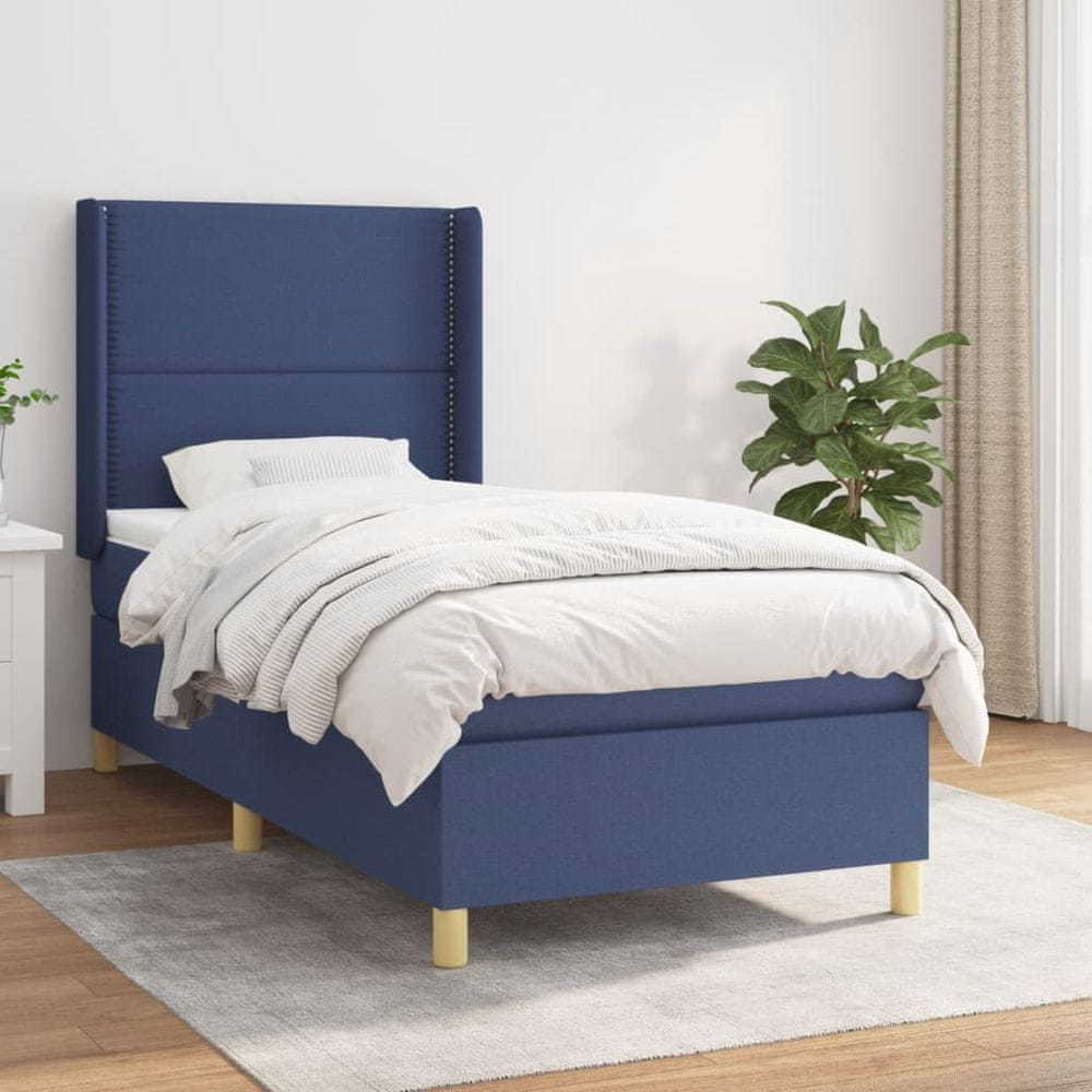 Vidaxl Boxspring posteľ s matracom modrá 100x200 cm látka