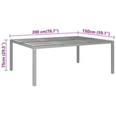 Petromila vidaXL Záhradný stôl 200x150x75 cm akáciové drevo a polyratan sivý