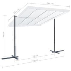 Vidaxl Altánok so sklápacou výsuvnou strechou 350x253x196 cm, krémový