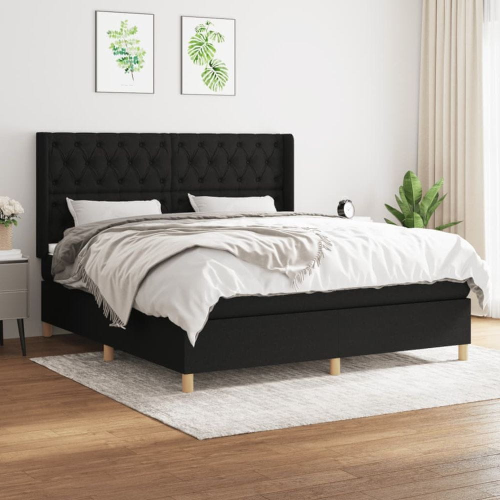 shumee Posteľný rám boxspring s matracom čierny 160x200 cm látka