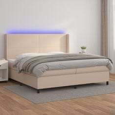 Petromila vidaXL Boxspring posteľ matrac a LED kapučínová 200x200 cm umelá koža