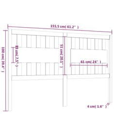 Vidaxl Čelo postele čierne 155,5x4x100 cm masívna borovica