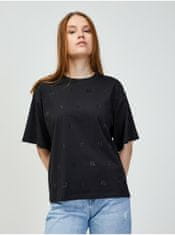 Karl Lagerfeld Čierne dámske vzorované oversize tričko KARL LAGERFELD XS