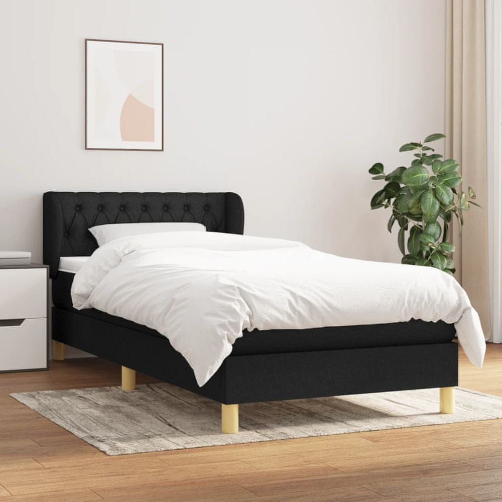 Vidaxl Posteľný rám boxspring s matracom čierny 90x200 cm látka