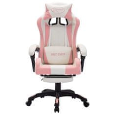 Vidaxl Herná stolička s RGB LED svetlami ružovo-biela umelá koža