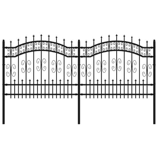 Vidaxl Záhradný plot s hrotmi čierny 140 cm oceľ s práškovým nástrekom