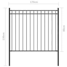 Vidaxl Záhradný plot oceľ 1,7x0,8 m čierny