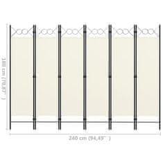 Petromila vidaXL Paraván so 6 panelmi, biely 240x180 cm