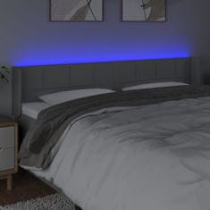 Vidaxl Čelo postele s LED bledosivé 163x16x78/88 cm látka