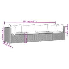 Petromila vidaXL 4-dielna záhradná sedacia súprava s vankúšmi hnedá polyratanová