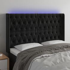 Vidaxl Čelo postele s LED čierne 147x16x118/128 cm zamat