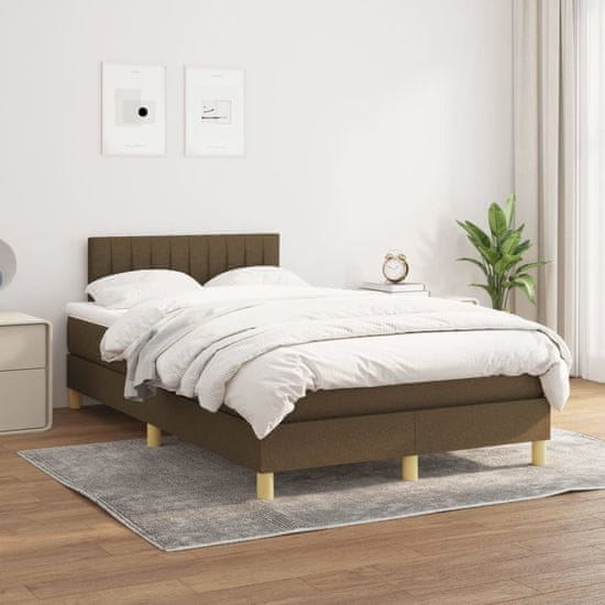 shumee Boxspring posteľ s matracom tmavohnedá 120x200 cm látka