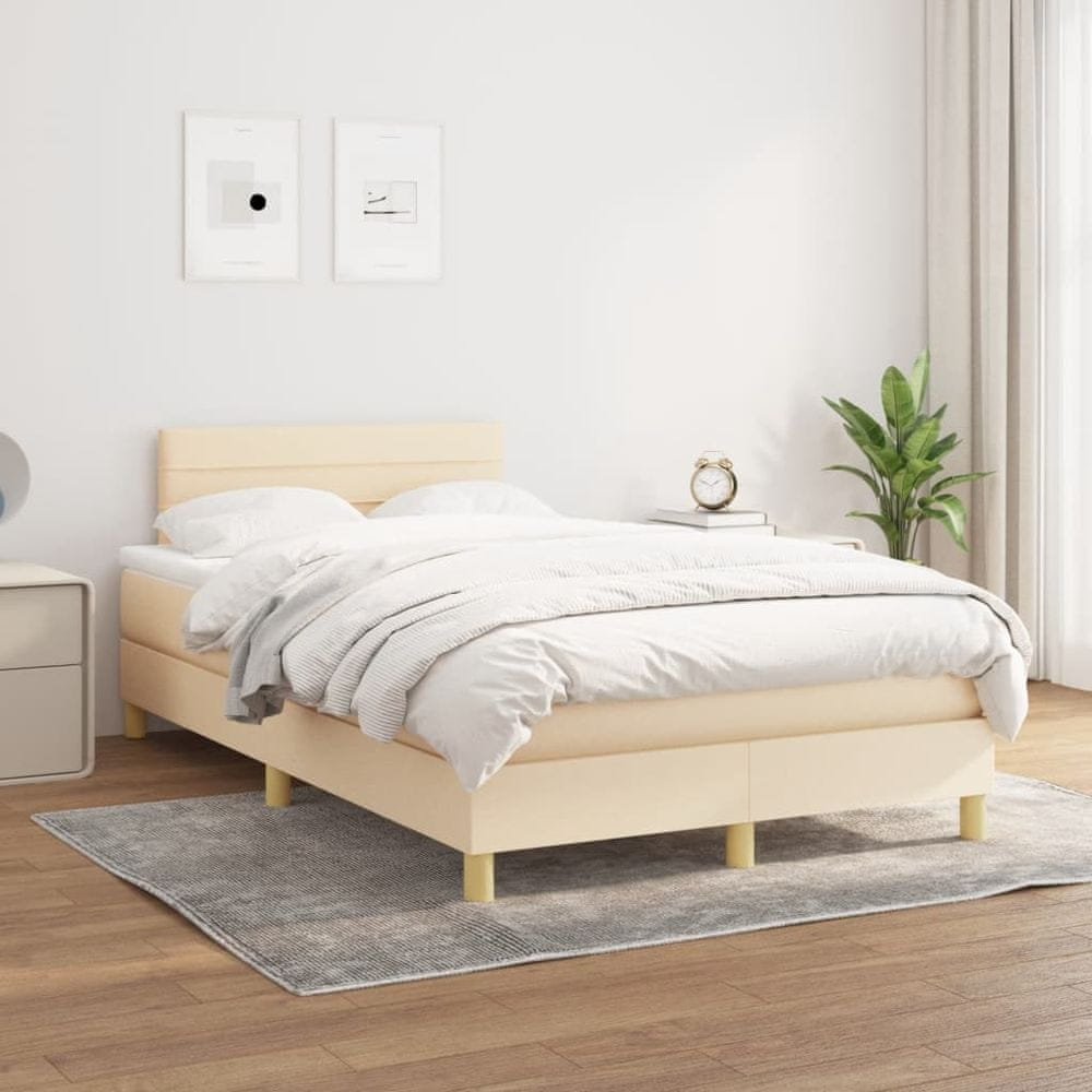 Vidaxl Boxspring posteľ s matracom krémový 120x200 cm látka