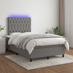 Petromila vidaXL Boxspring posteľ s matracom a LED, tmavosivá 120x190 cm, látka