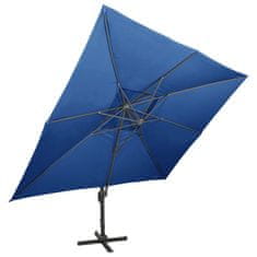 Vidaxl Závesný slnečník s dvojitou strieškou 400x300 cm azúrovo-modrý
