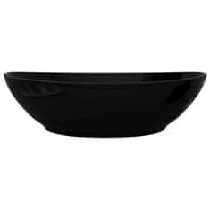 Petromila vidaXL Luxusné keramické umývadlo, oválny tvar, čierne, 40 x 33 cm