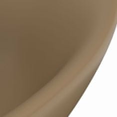 Vidaxl Luxusné umývadlo, prepad, matné krémové 58,5x39 cm, keramika
