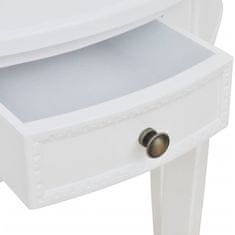 Vidaxl Konzolový stolík so zásuvkou v tvare polkruhu, biely