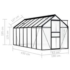 Vidaxl Skleník, antracitový, hliník 8,17 m²