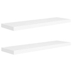 Vidaxl Plávajúce nástenné police 2 ks, biele 90x23,5x3,8 cm, MDF