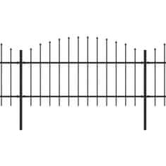 Vidaxl Záhradný plot s hrotmi, oceľ (1-1,25)x11,9 m, čierny