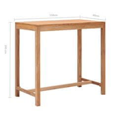 Petromila vidaXL Záhradný barový stôl 110x60x105 cm teakový masív