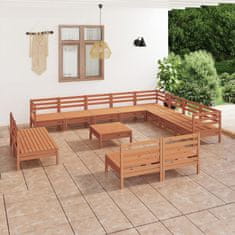 Petromila vidaXL 13-dielna záhradná sedacia súprava, borovicový masív, medová