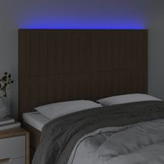 Vidaxl Čelo postele s LED tmavohendé 147x16x118/128 cm látka