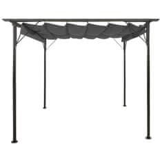 Vidaxl Pergola so zaťahovacou strechou antracitová 3x3 m oceľ 180 g/m2