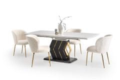 Halmar Rozkladací jedálenský stôl Vincenzo - biely mramor / čierna / zlatá