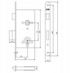 LOB Zámok so závorou 72/55 KL pre dvere s 2 kľúčmi