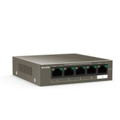 Tenda TEG1105P-4-63W - PoE AT Switch 63Watt, 5xRJ45 GLAN, Switch s 4xPoE 802.3at, 10/100/1000 Mbps,Kov