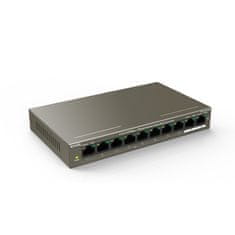 Tenda TEF1110P-8-102W - PoE AT Switch 102W, 10xRJ45 Switch s 8x 10/100 Mbps PoE, 2x Gigabit Uplink, Fanless, Kov