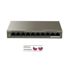 Tenda TEF1110P-8-102W - PoE AT Switch 102W, 10xRJ45 Switch s 8x 10/100 Mbps PoE, 2x Gigabit Uplink, Fanless, Kov