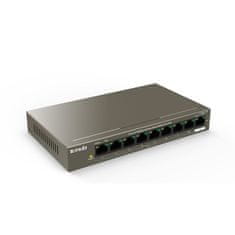 Tenda TEF1109P-8-63W PoE AT switch 8x PoE 802.3af/at, 9x 100Mb/s, PoE+ celkom 58W, fanless