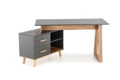 Halmar Rohový písací stôl so zásuvkami Sergio XL - antracit / dub wotan