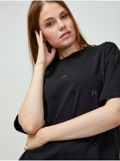 Karl Lagerfeld Čierne dámske vzorované oversize tričko KARL LAGERFELD XS