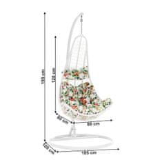 KONDELA Závesné hojdacie kreslo Kalea 2 New - biela / vzor kvety