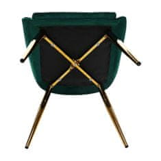KONDELA Jedálenská stolička Perlia - smaragdová (Velvet) / zlatá