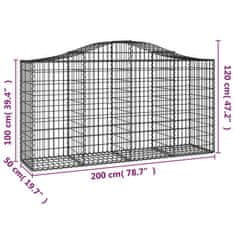 Petromila vidaXL Oblúkové gabiónové koše 7ks 200x50x100/120cm pozinkované železo