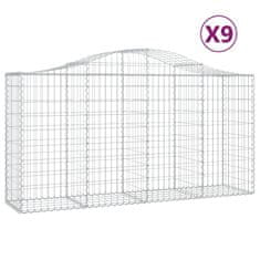 Vidaxl Oblúkové gabiónové koše 9ks 200x50x100/120cm pozinkované železo